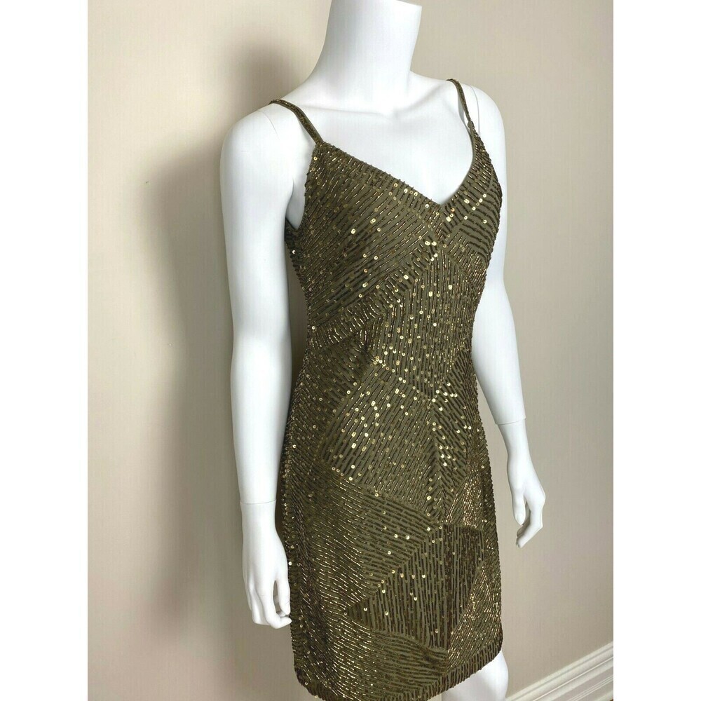 Ralph Lauren Sleeveless Sequin Evening Cocktail Dress In New Olive Size 12 $329
